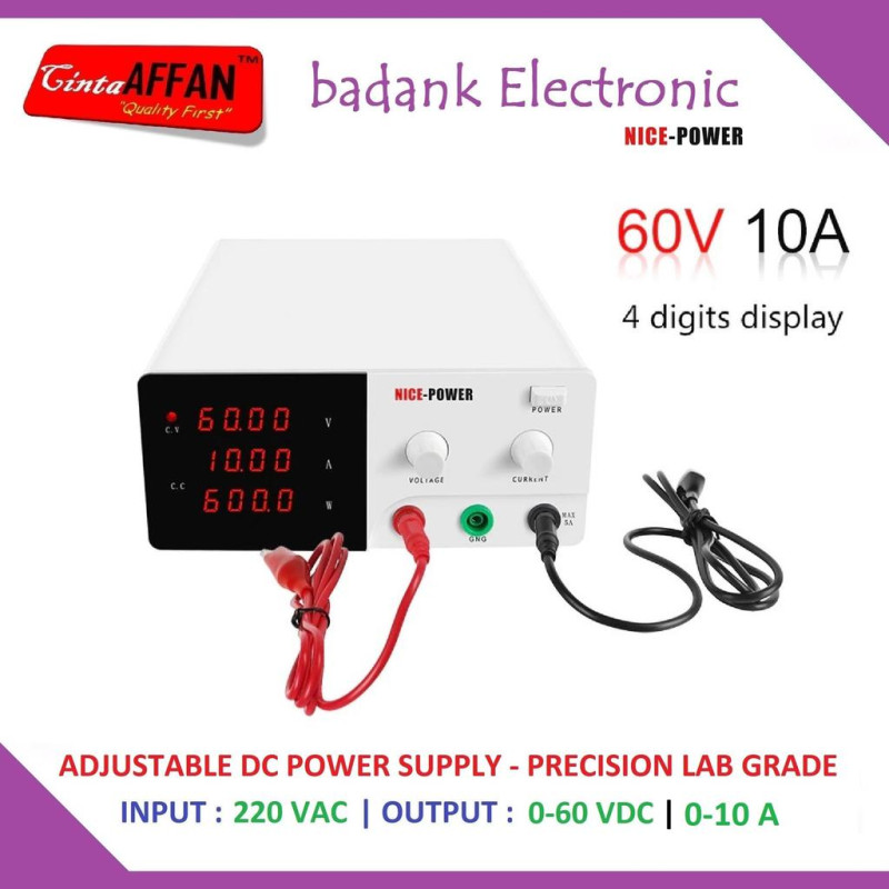 600W Adjustable DC Power Supply 0-60V 0-10A Switching Precision Lab